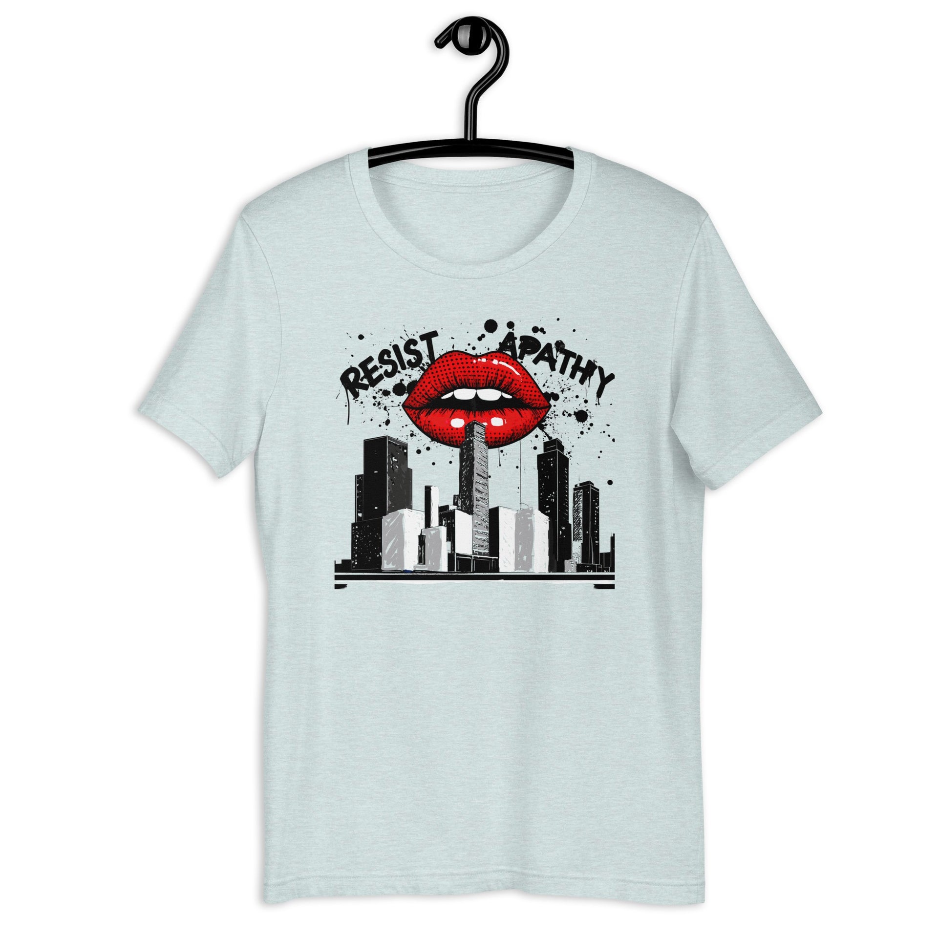 Apathy retro-inspired graphic tee in heather prism ice blue — Galactic Ink Club