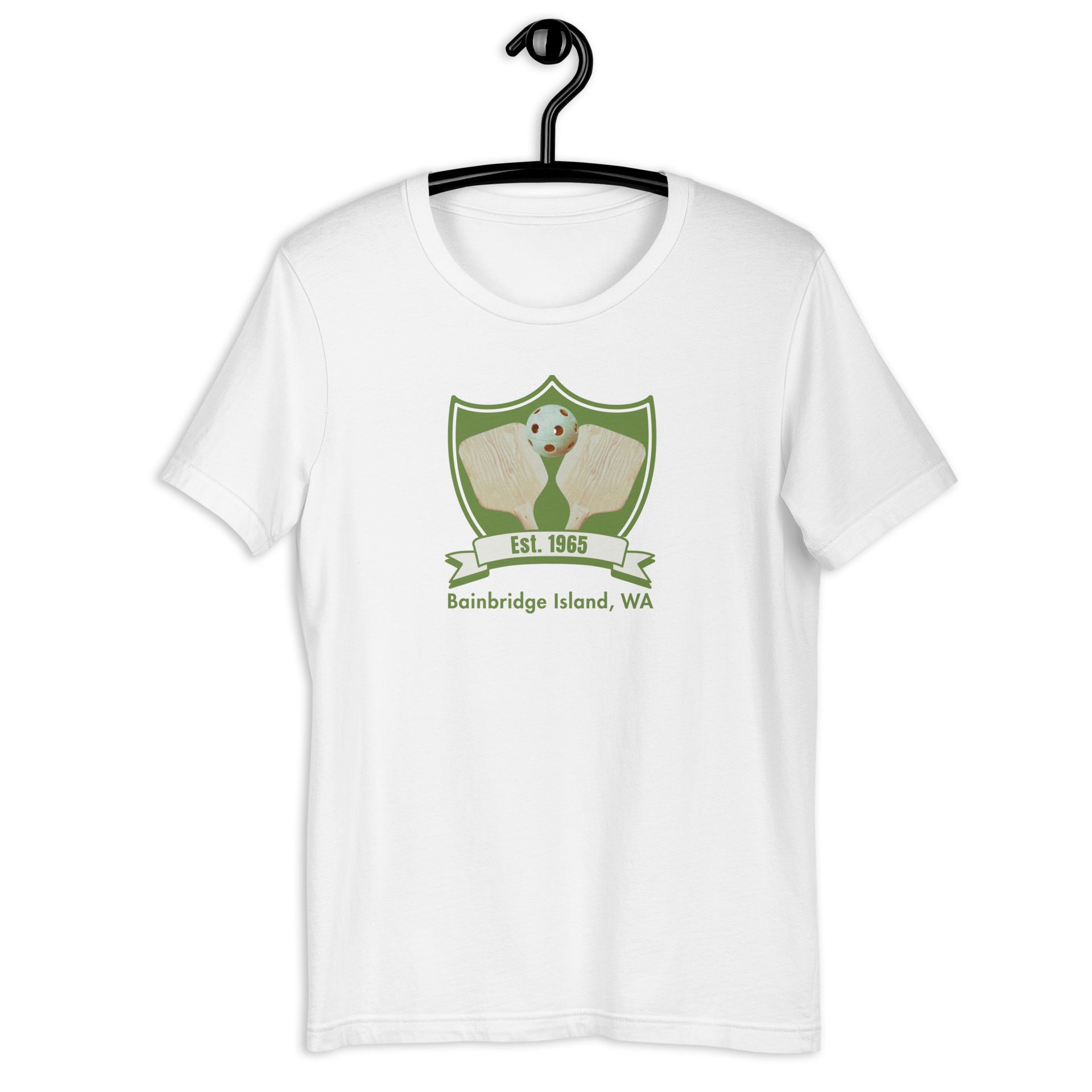Bainbridge Pickleball Est. 1965 retro graphic tee in white — Galactic Ink Club
