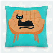 Black Cat on Chair Retro Premium Pillow Pillow