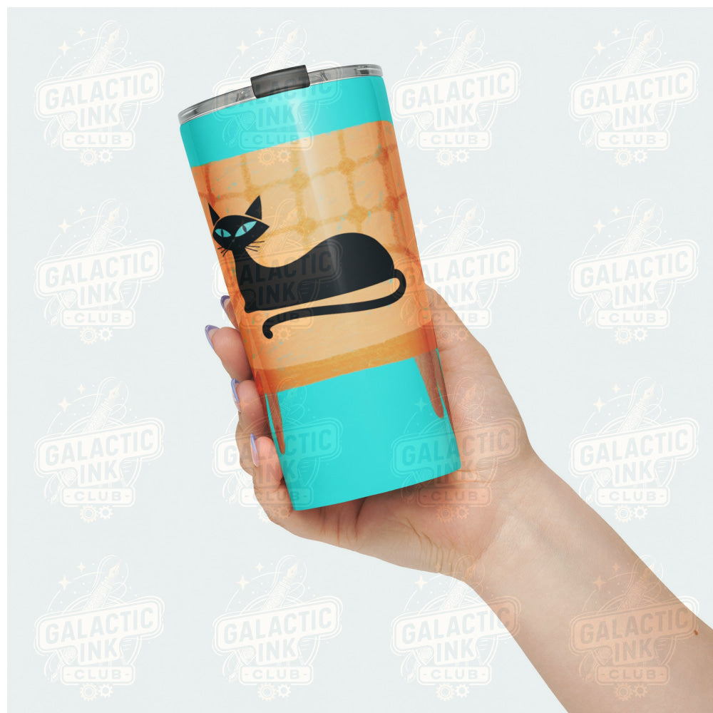 Black Cat on Orange Chair Tapered stainless steel tumbler Mug