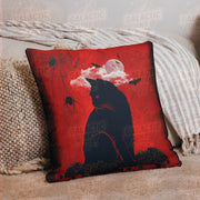 Black Cat Retro Illustration Pillow by Galactic Ink Club
