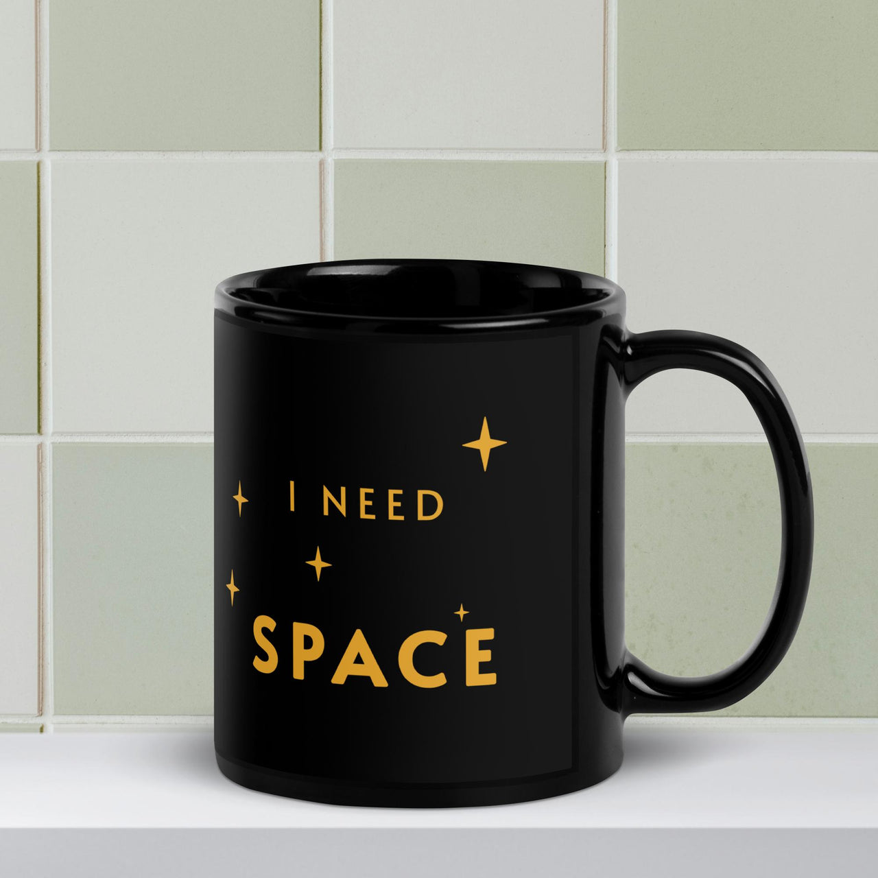 I Need Space retro graphic Mug by Galactic Ink Club
