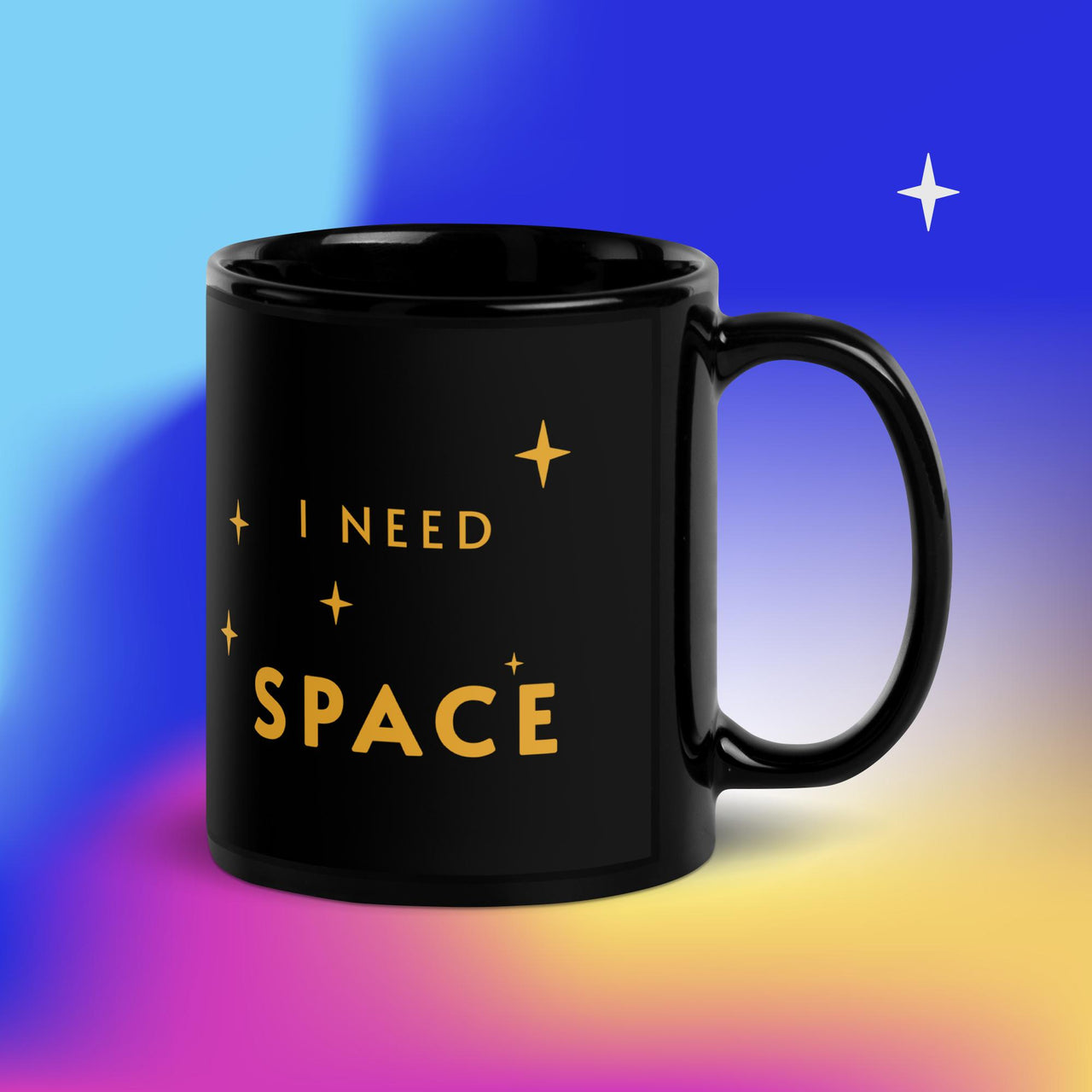 I Need Space retro graphic Mug by Galactic Ink Club
