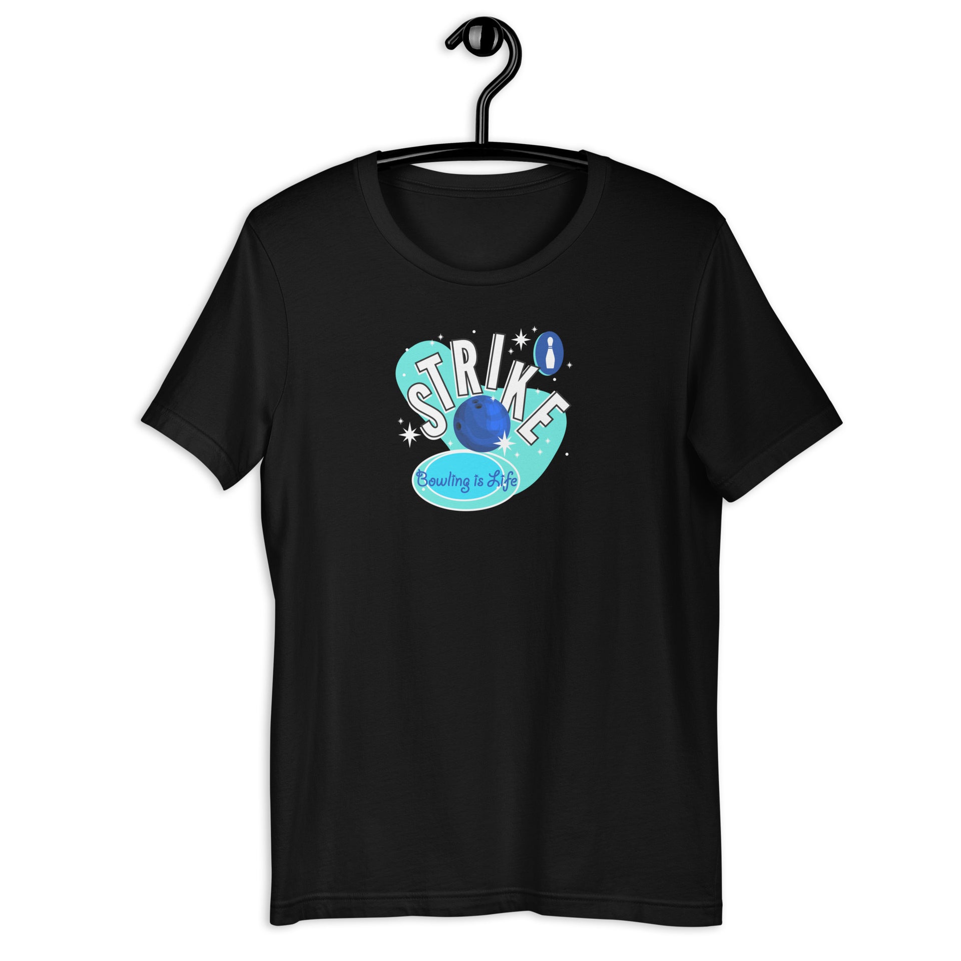Bowling Retro-Inspired Graphic Tee in black — Galactic Ink Club
