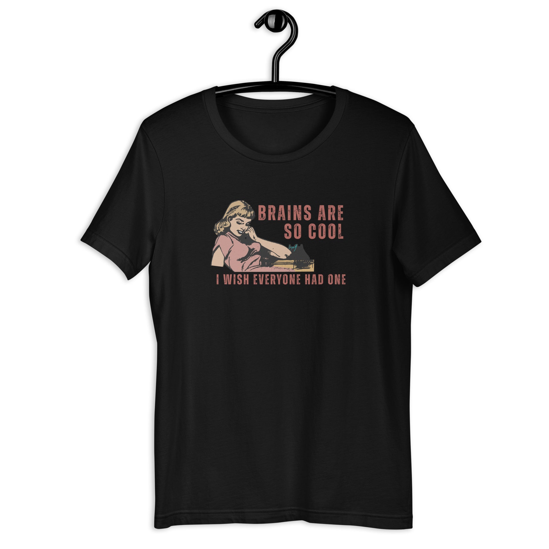 Brains Are So Cool retro-inspired graphic tee in black — Galactic Ink Club
