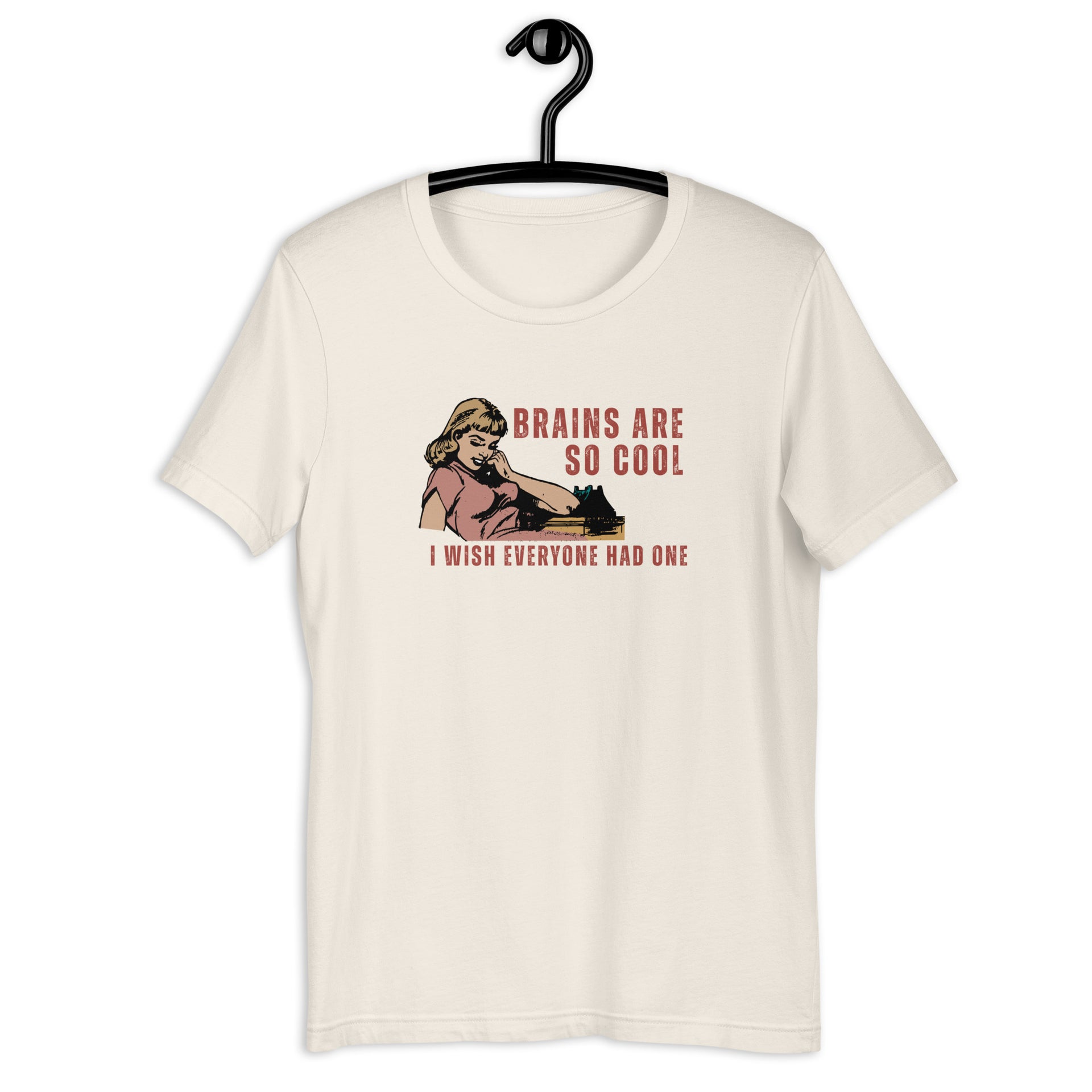 Brains Are So Cool retro-inspired graphic tee in vintage white — Galactic Ink Club

