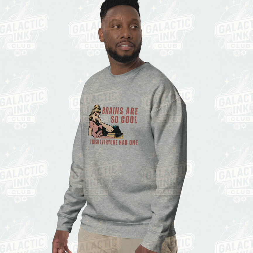 Brains are so cool retro graphic sweatshirt by Galactic Ink Club
