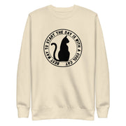 Cat Day retro-inspired black cat sweatshirt in bone — Galactic Ink Club
