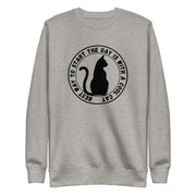 Cat Day retro-inspired black cat sweatshirt in carbon grey — Galactic Ink Club
