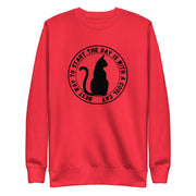 Cat Day retro-inspired black cat sweatshirt in team red — Galactic Ink Club
