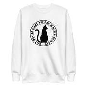 Cat Day retro-inspired black cat sweatshirt in white — Galactic Ink Club
