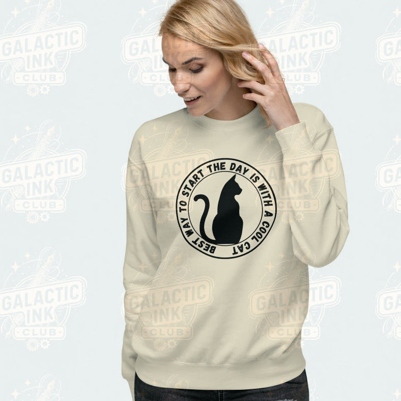 Cat Day retro graphic sweatshirt by Galactic Ink Club