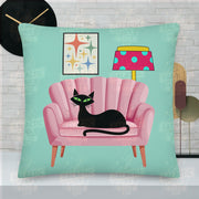 Cat on Pink Sofa Premium Pillow Pillow