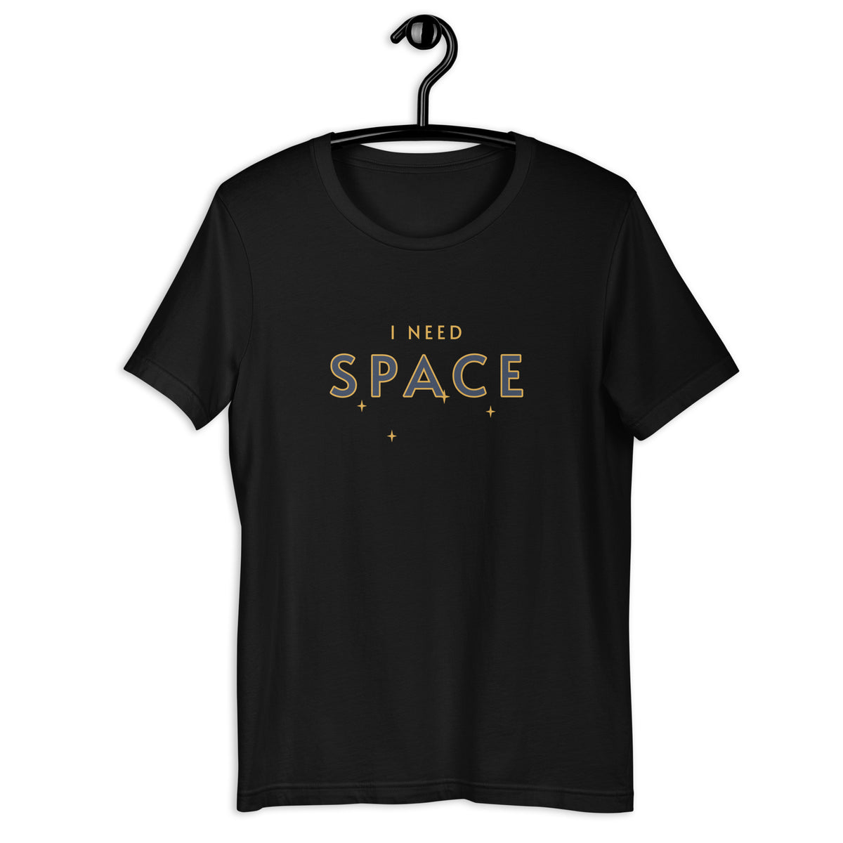 Deep Space Retro-Inspired Graphic Tee retro graphic t-shirt in black on hanger — Galactic Ink Club

