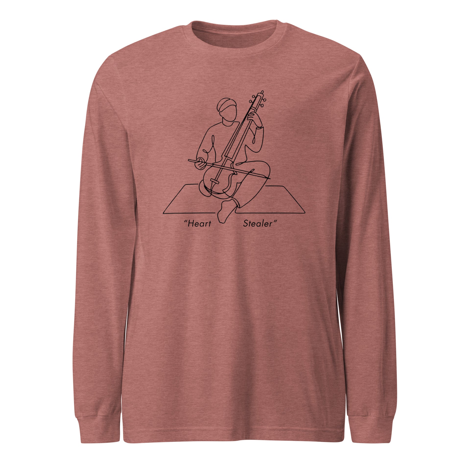 Mid-century Dilruba retro-inspired graphic long sleeve shirt in heather mauve — Galactic Ink Club
