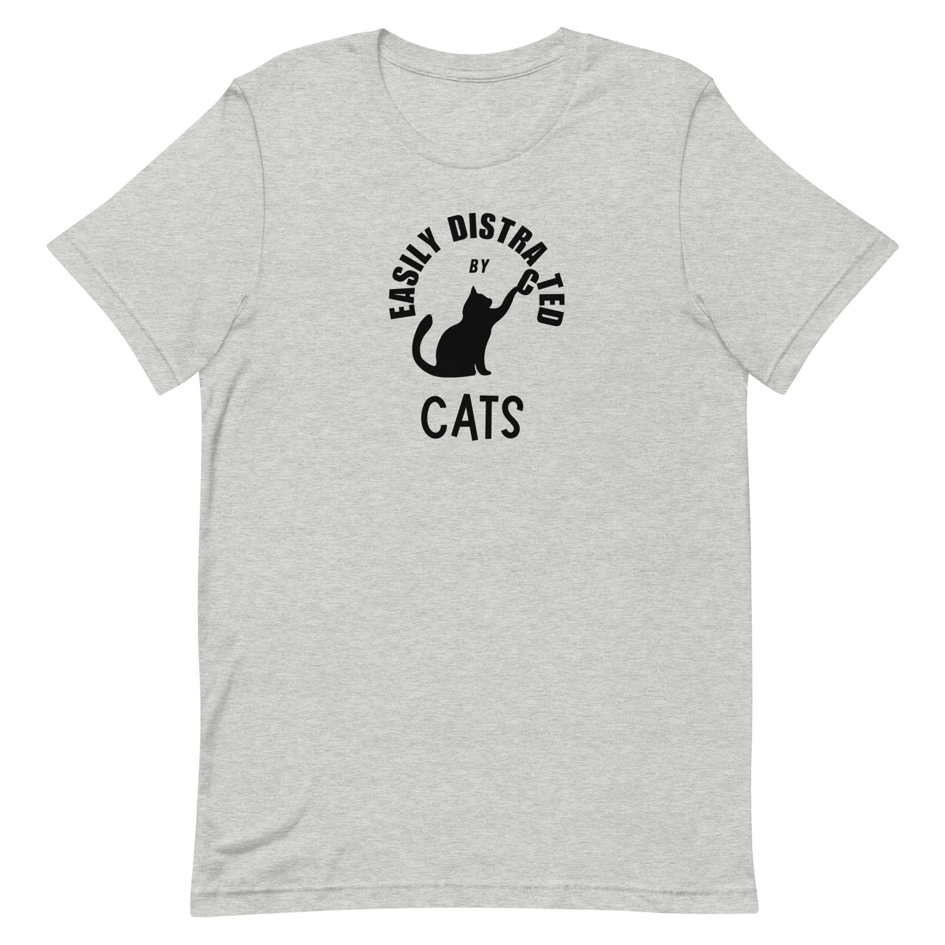  Easily distracted by cats unisex tee in athletic heather— Galactic Ink Club
