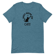  Easily distracted by cats unisex tee in heather deep teal — Galactic Ink Club
