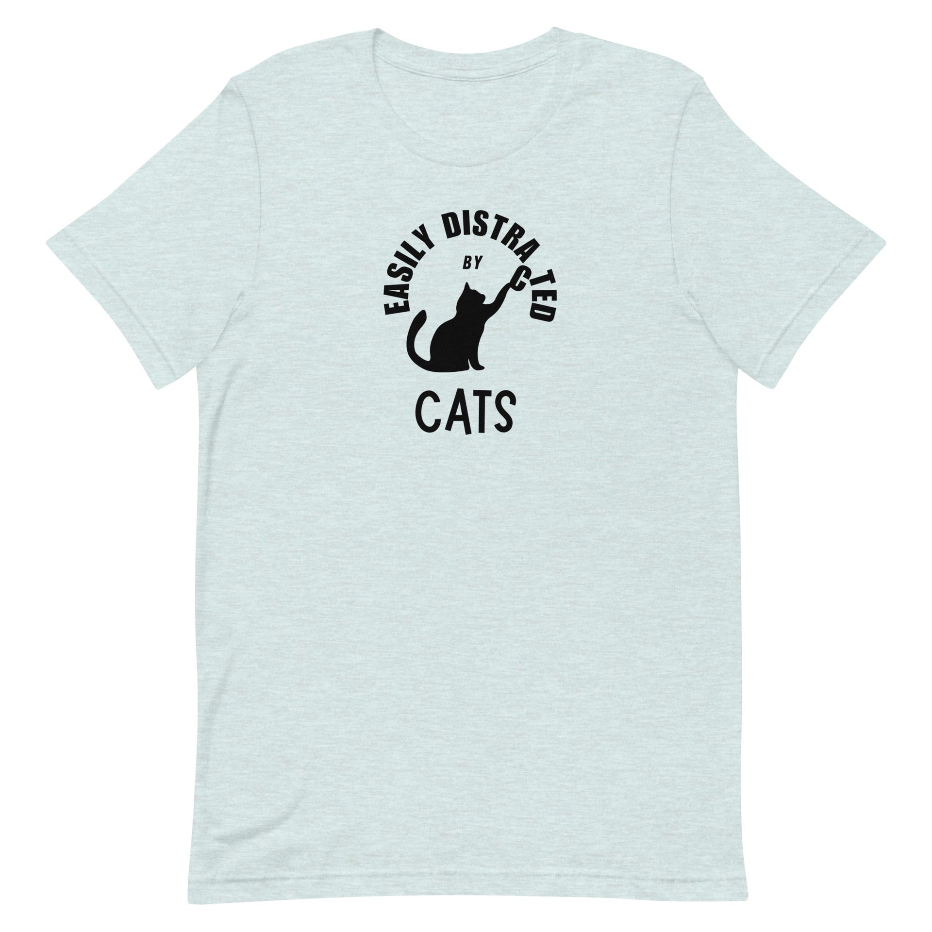 Easily distracted by cats unisex tee in heather prism ice blue — Galactic Ink Club
