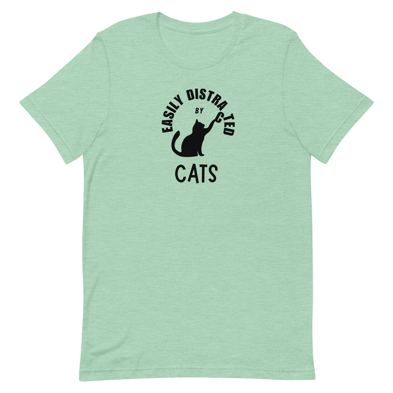 Easily distracted by cats unisex tee in heather prism mint — Galactic Ink Club
