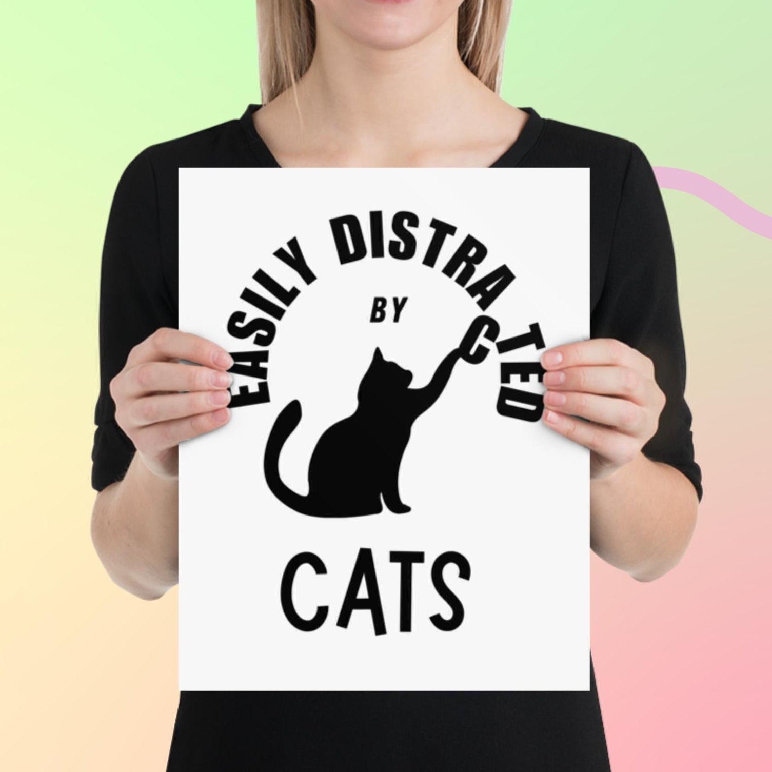 Easily distracted by cats wall art print 11x14 inch size — Galactic Ink Club
