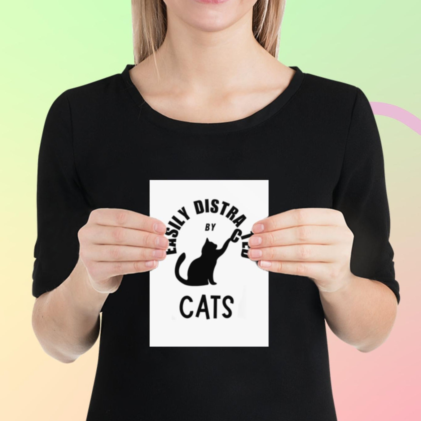 Easily distracted by cats wall art print 5x7 inch size — Galactic Ink Club