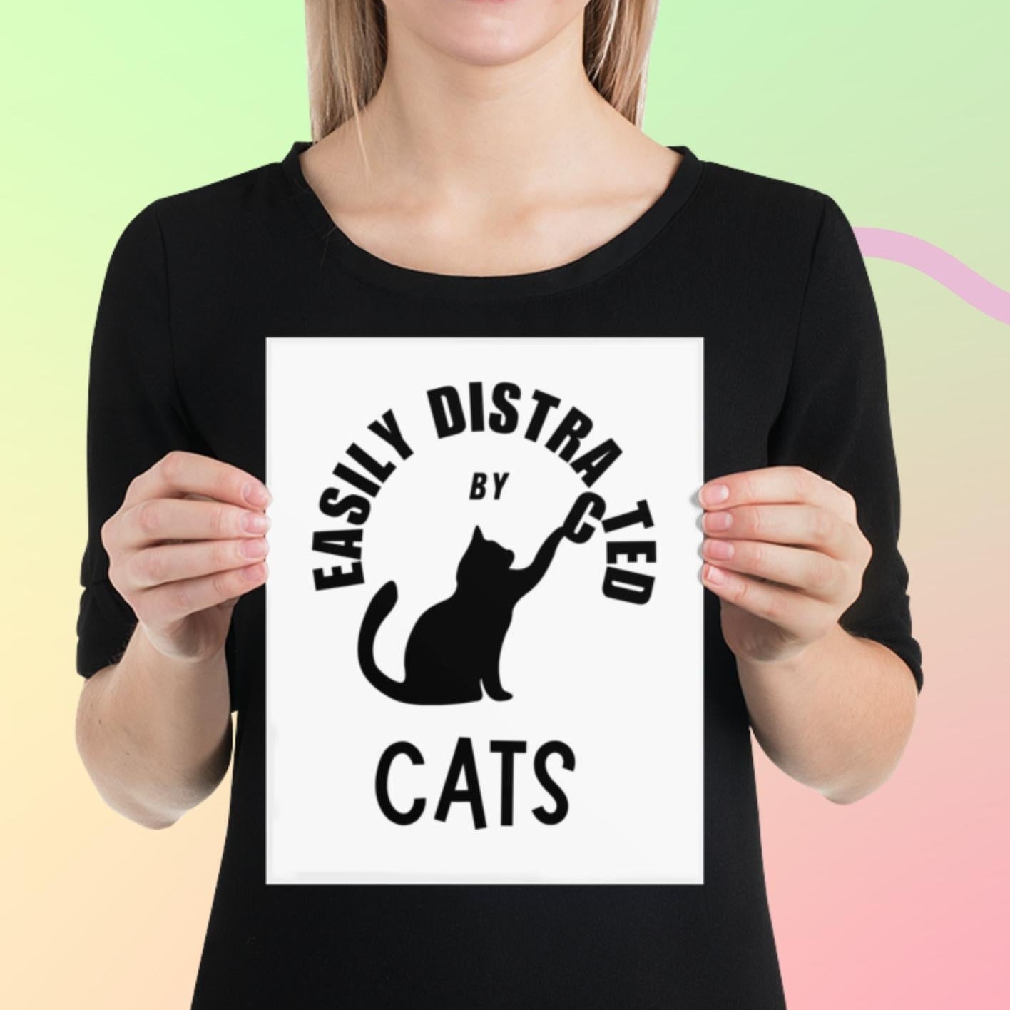 Easily distracted by cats wall art print 8x10 inch size — Galactic Ink Club
