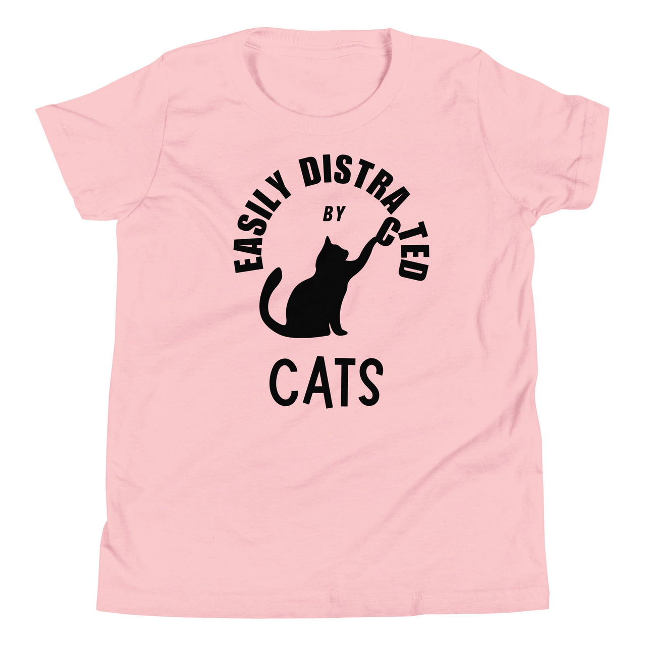  Easily distracted by cats youth tee in pink — Galactic Ink Club
