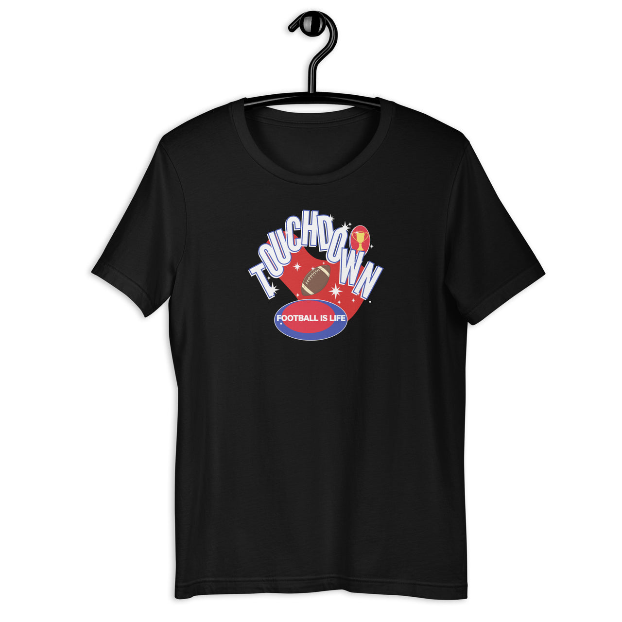 Football Retro-Inspired Graphic Tee in black — Galactic Ink Club
