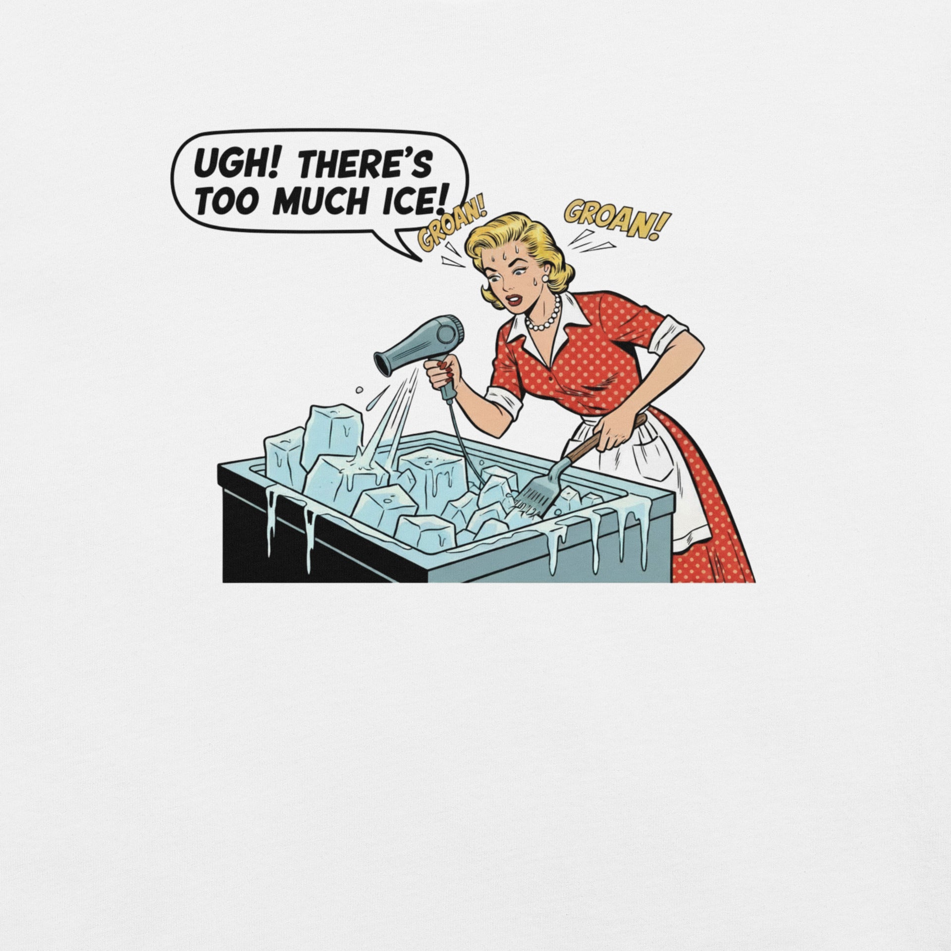 Freezer Frustration retro-inspired graphic tee design detail — Galactic Ink Club
