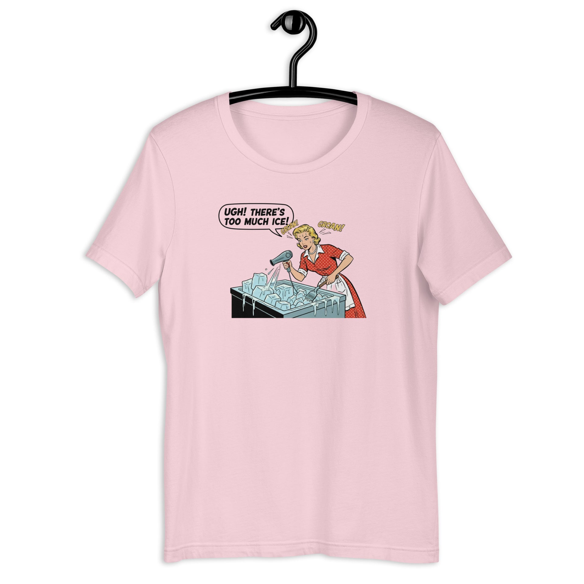 Freezer Frustration retro-inspired graphic tee in soft pink — Galactic Ink Club