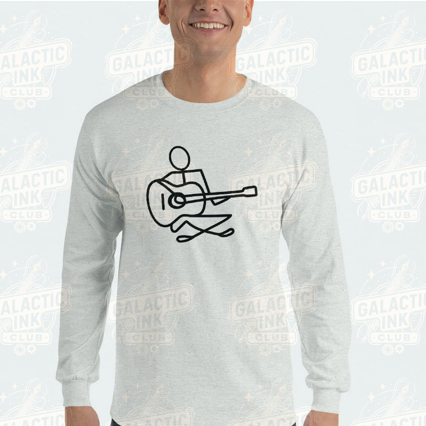 Guitar Player Line Image retro graphic long sleeve tee by Galactic Ink Club
