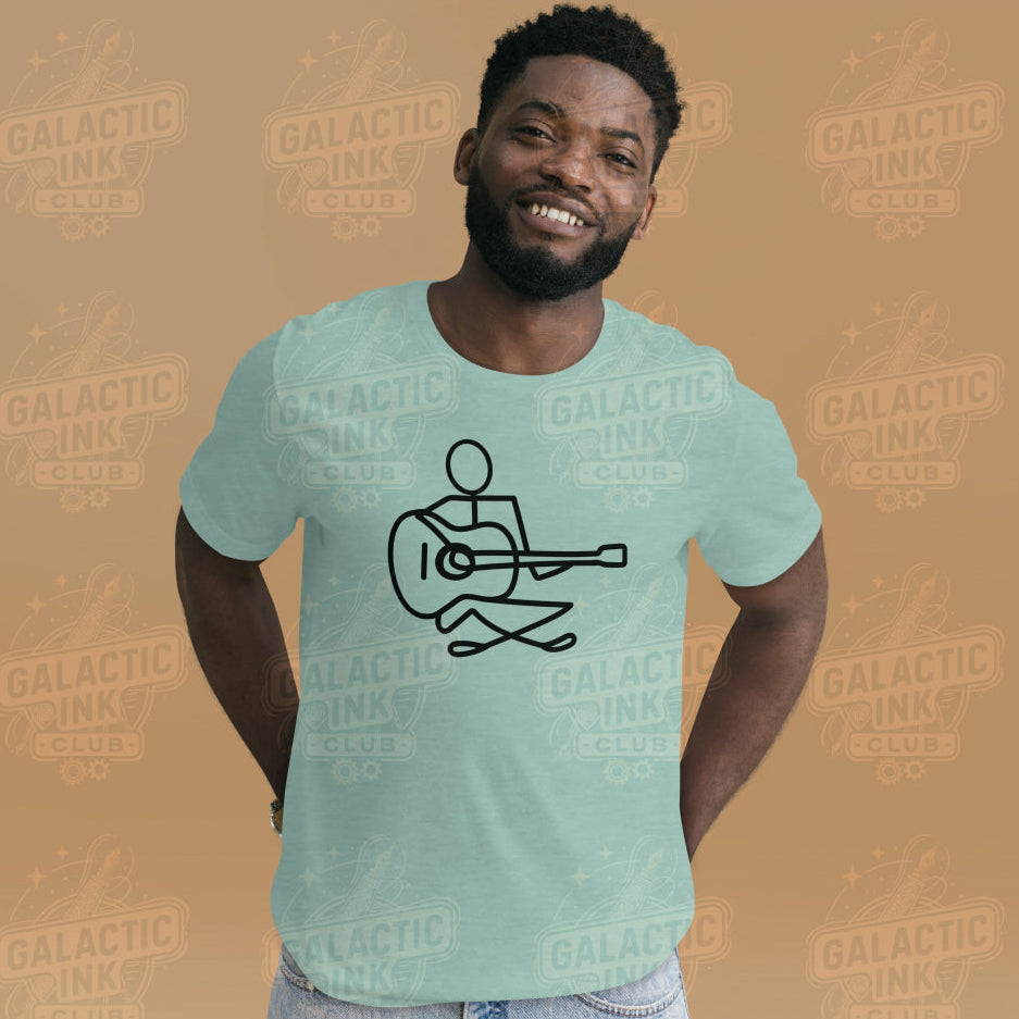 Guitar Player Line Image retro graphic tee by Galactic Ink Club