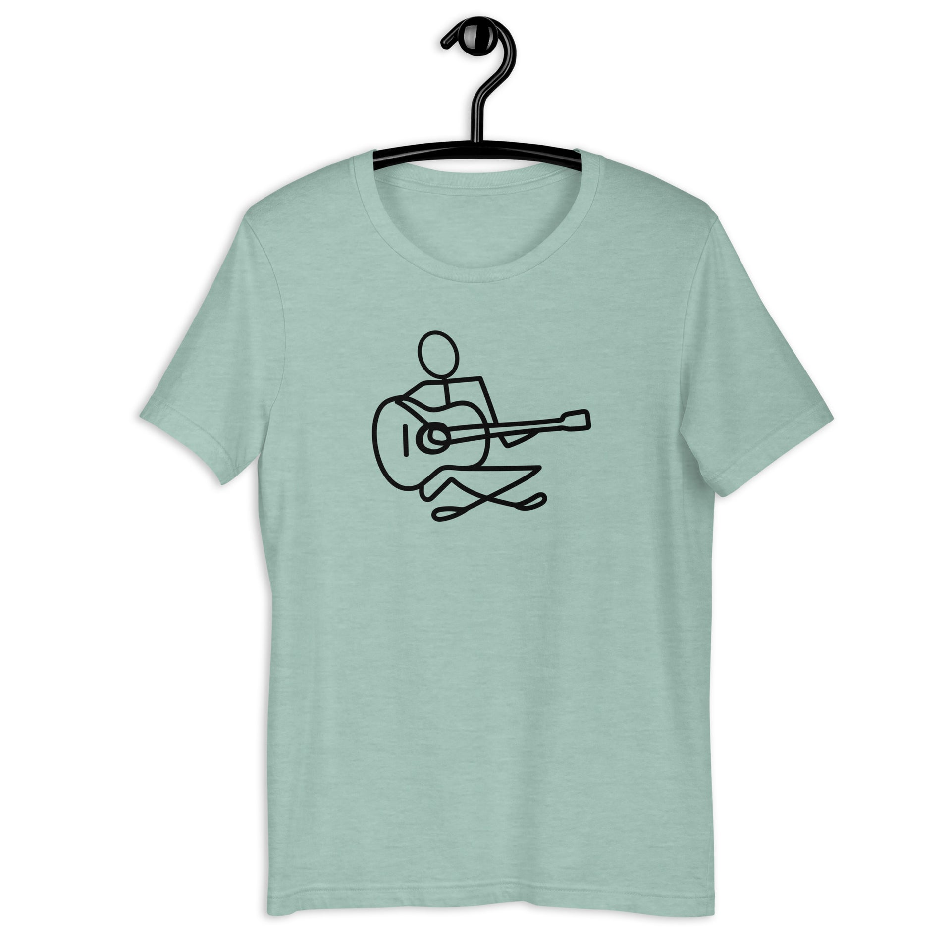 Guitar Player Retro-Inspired Graphic Tee in heather prism dusty blue — Galactic Ink Club
