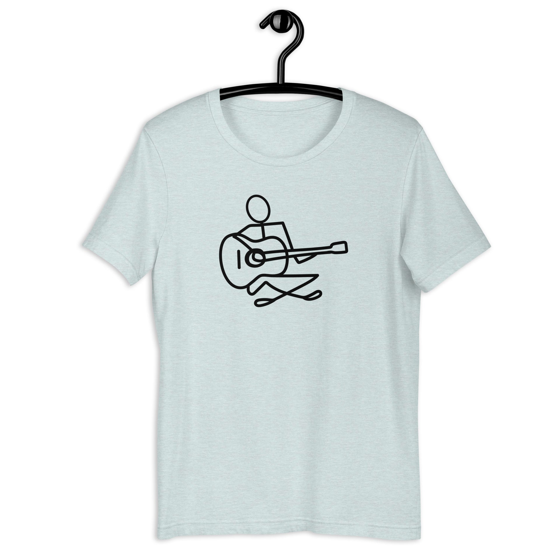 Guitar Player Retro-Inspired Graphic Tee in heather prism ice blue— Galactic Ink Club
