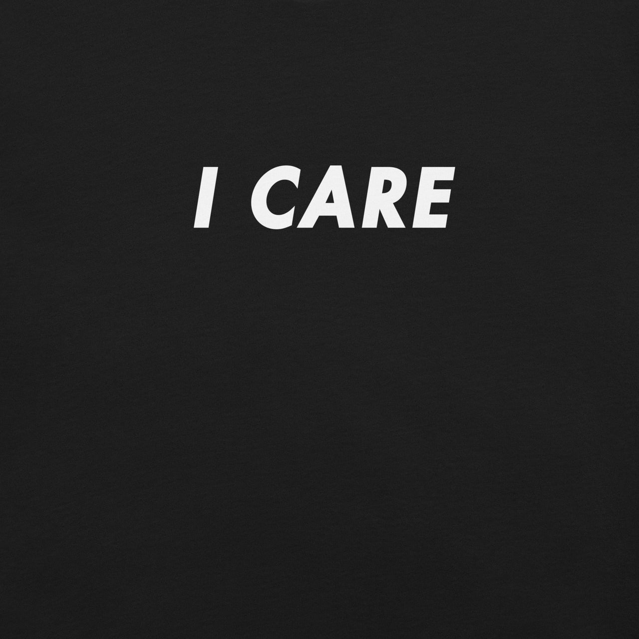 I Care retro-inspired graphic tee dark edition design detail — Galactic Ink Club
