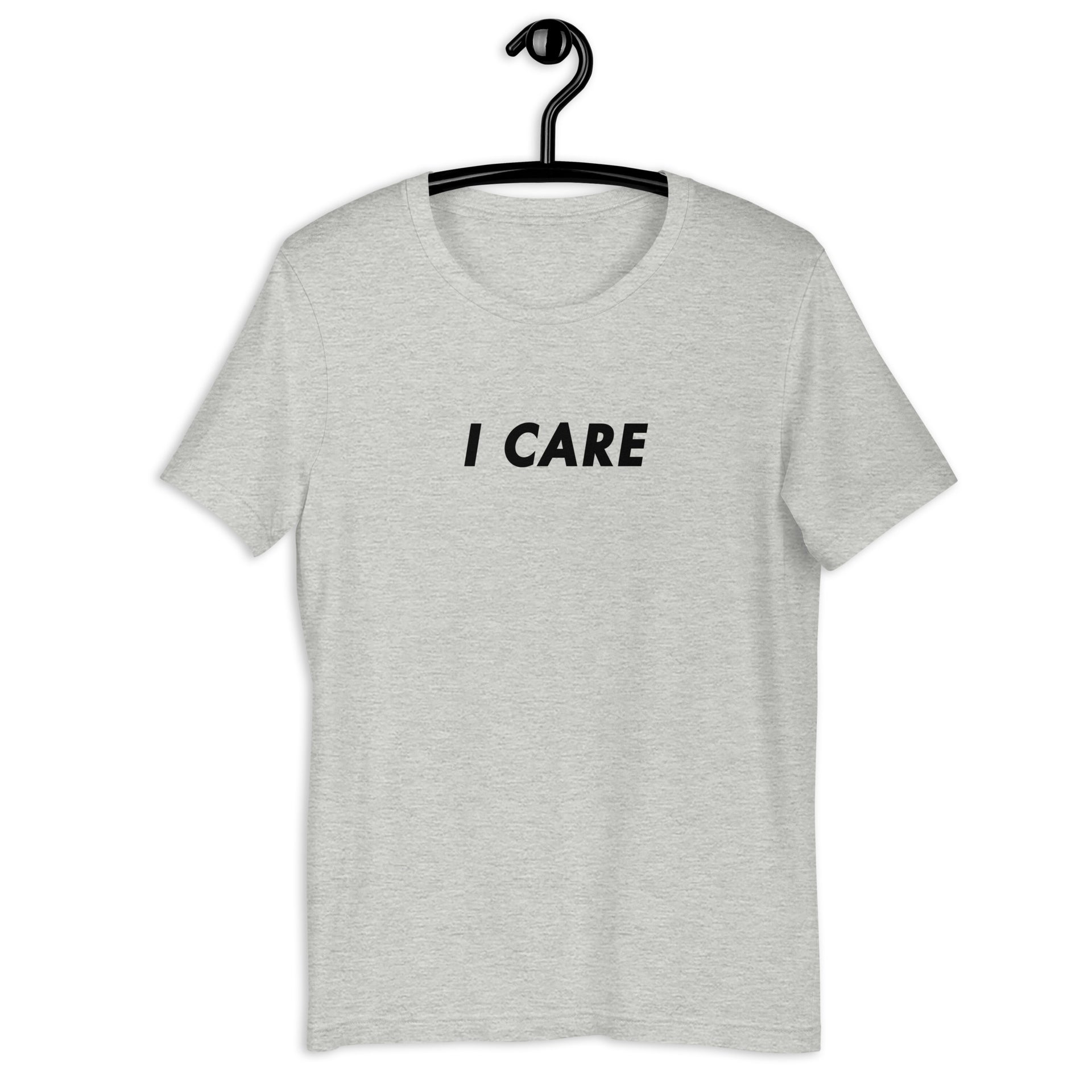 I Care retro-inspired light graphic tee in athletic heather — Galactic Ink Club
