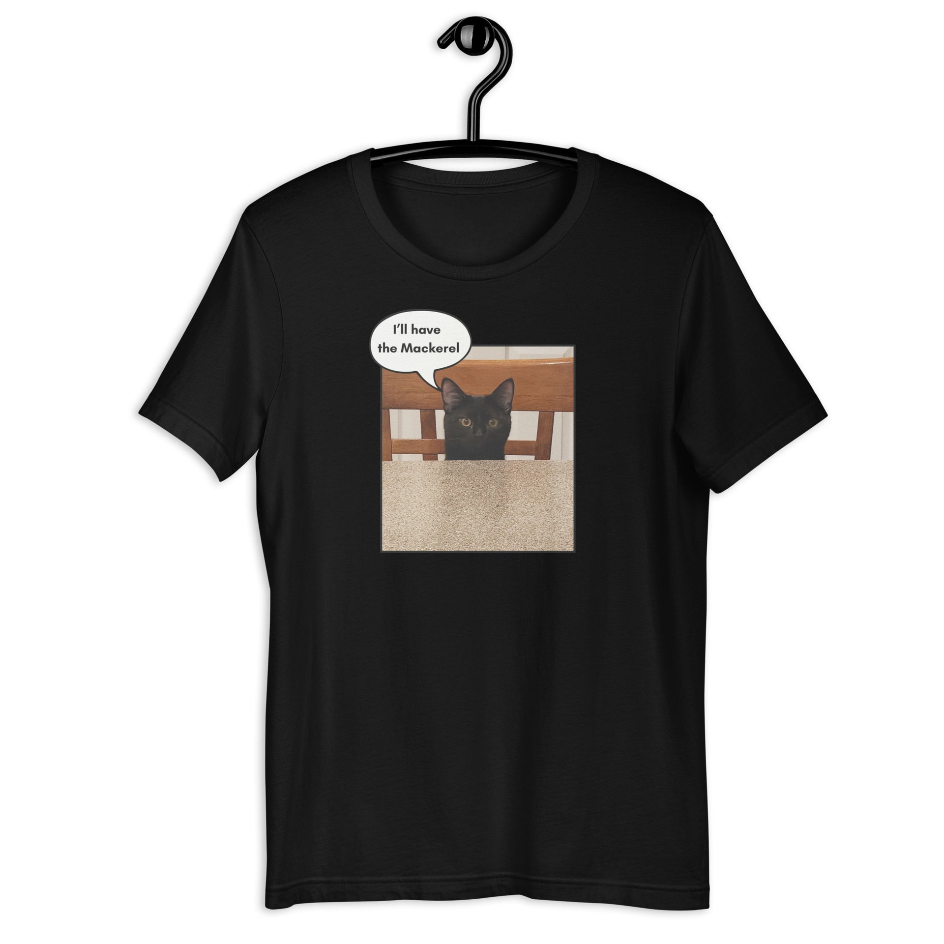 I'll Have the Mackerel black cat tee in black — Galactic Ink Club
