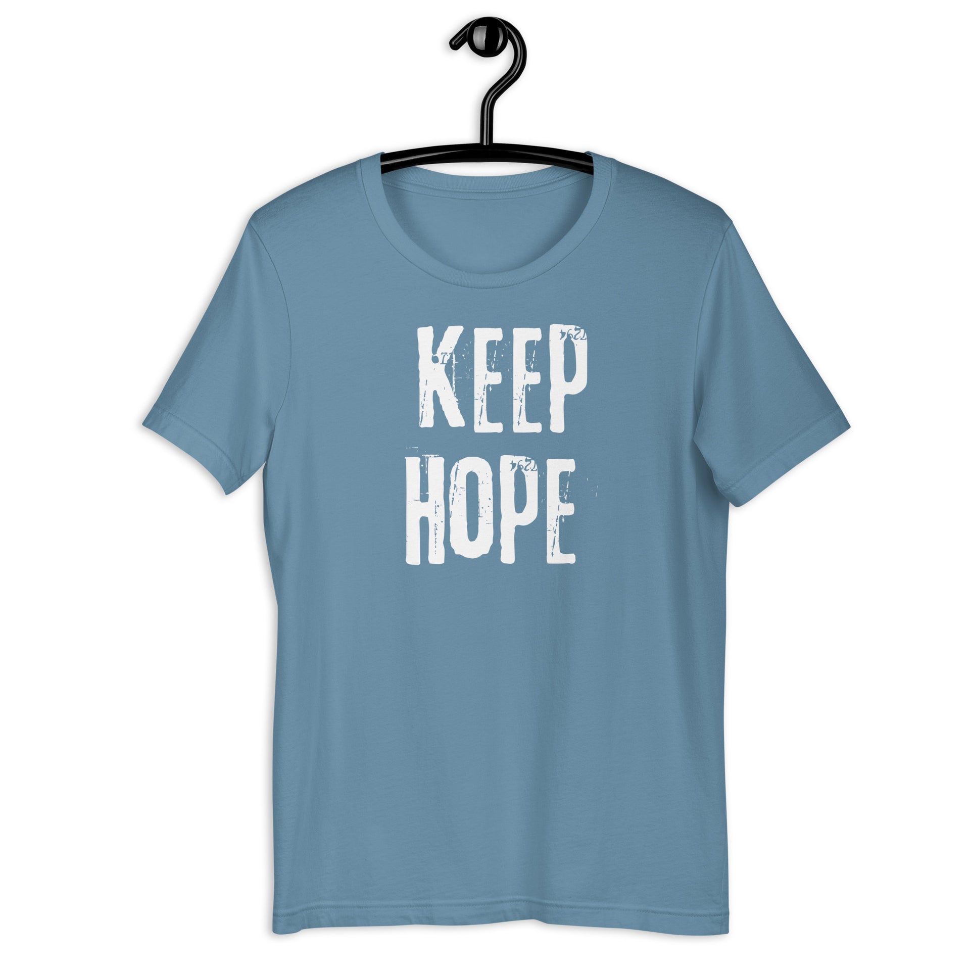 Keep Hope retro-inspired graphic tee in steel blue — Galactic Ink Club
