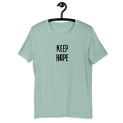 Keep Hope retro-inspired graphic tee in heather prism dusty blue — Galactic Ink Club
