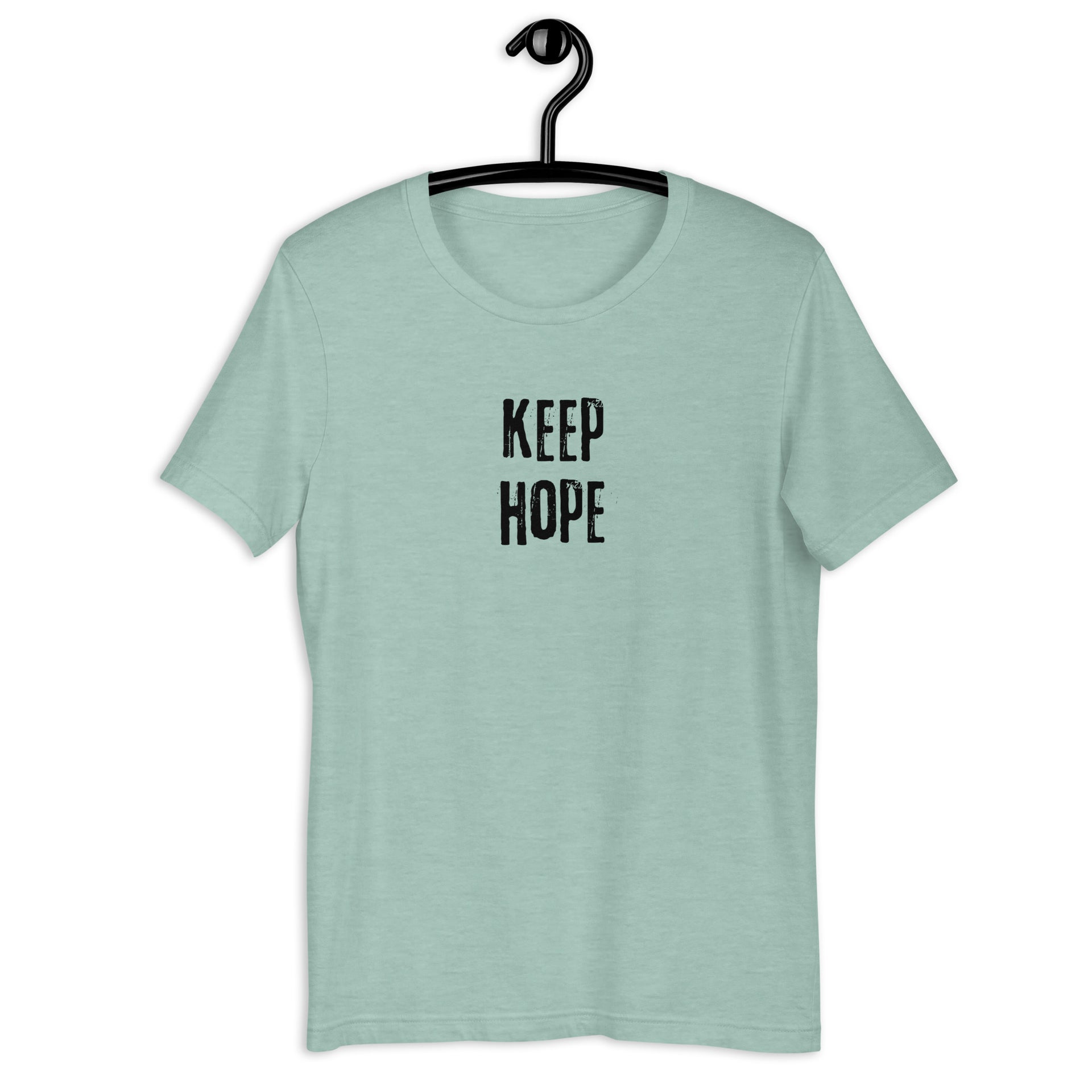 Keep Hope retro-inspired graphic tee in heather prism dusty blue — Galactic Ink Club
