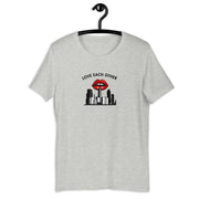 Love Each Other retro-inspired graphic tee in athletic heather — Galactic Ink Club
