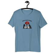 Love Each Other retro-inspired graphic tee in steel blue — Galactic Ink Club
