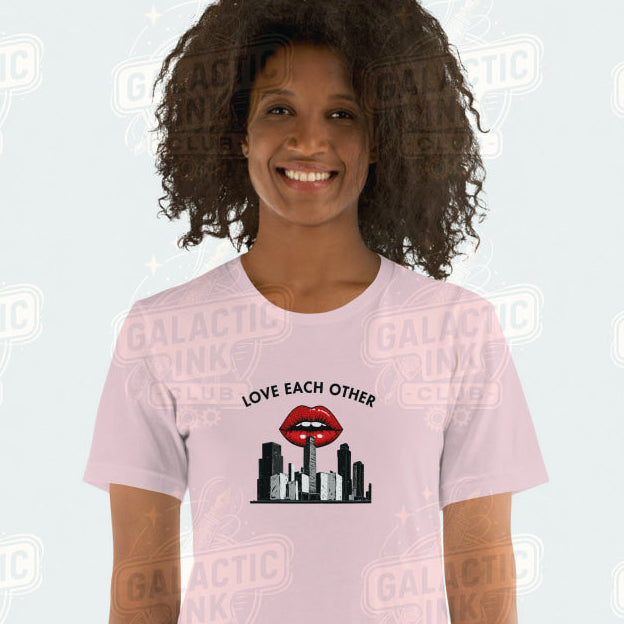 Love Each Other retro graphic tee by Galactic Ink Club