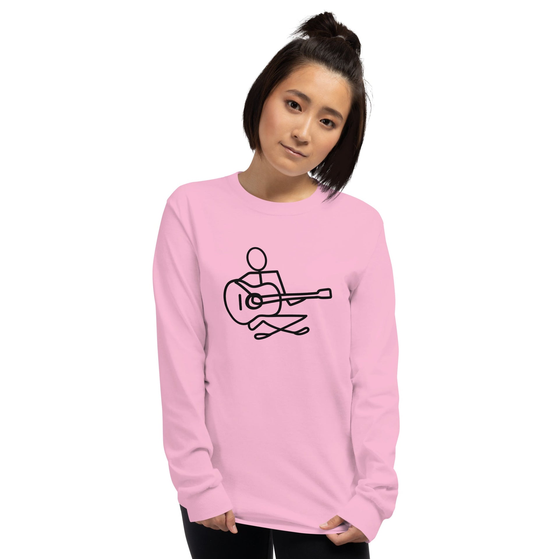 Guitar Player Line Image retro graphic long sleeve tee by Galactic Ink Club