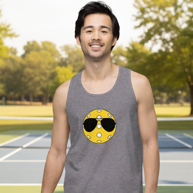 Pickleball with Aviator Sunglasses retro graphic tank top by Galactic Ink 