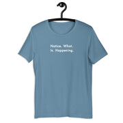 Notice retro-inspired graphic tee in steel blue — Galactic Ink Club