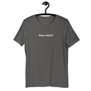 Now What? retro-inspired graphic tee in asphalt — Galactic Ink Club