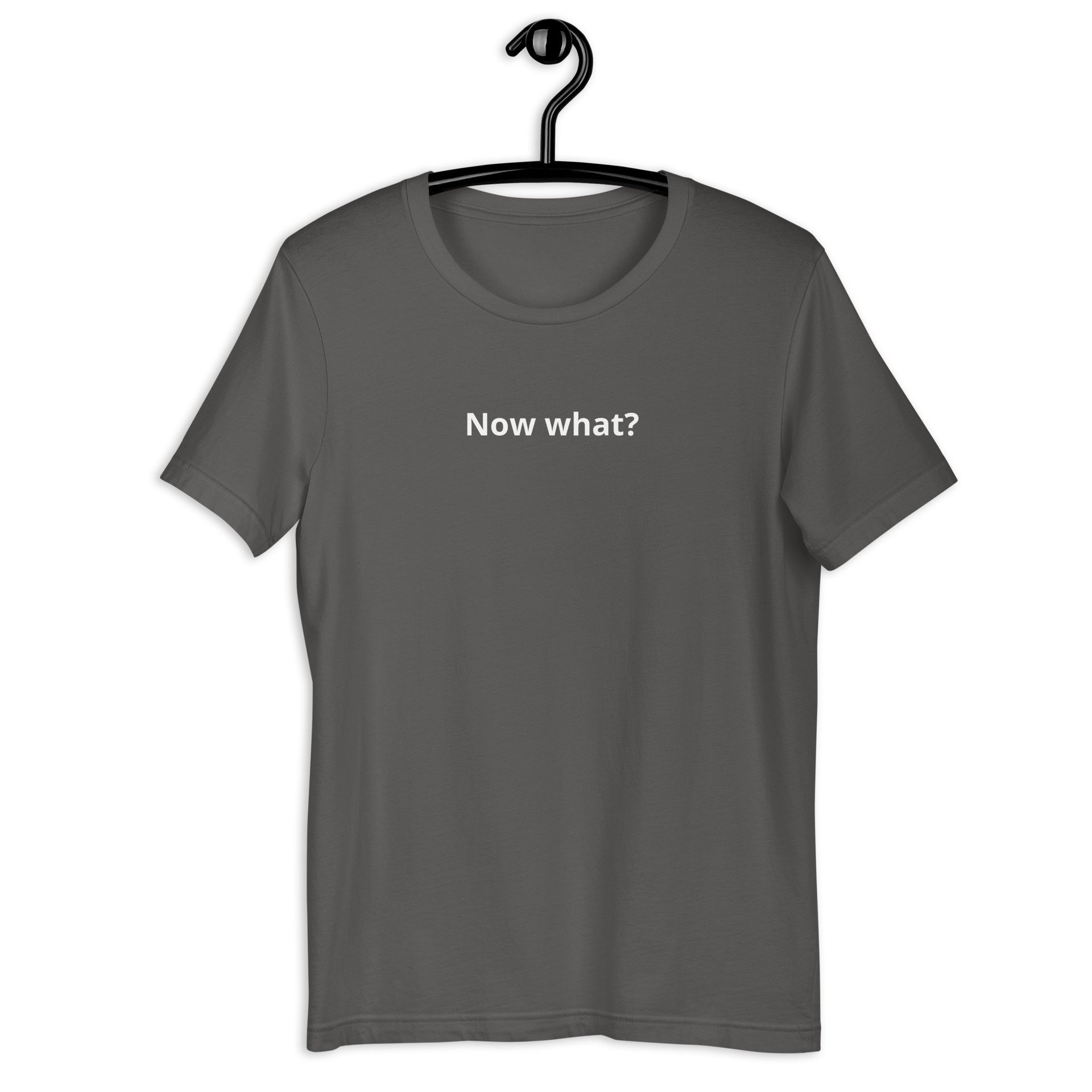 Now What? retro-inspired graphic tee in asphalt — Galactic Ink Club