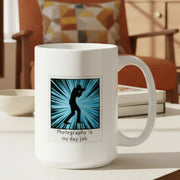 Photographer retro graphic Mug on a desk by Galactic Ink Club
