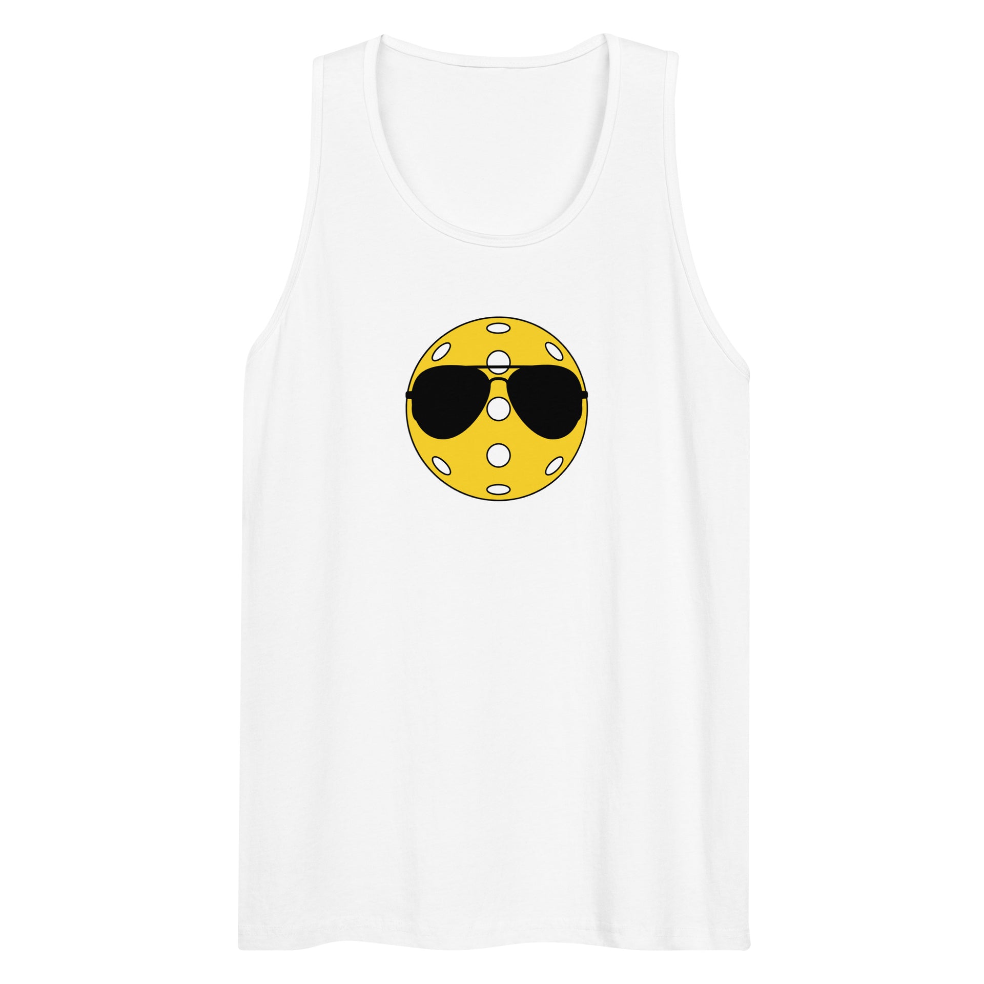 Pickleball with Aviator Sunglasses retro graphic tank top in white — Galactic Ink Club